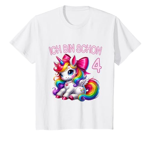 Kinder Einhorn Geburtstags Party für Mädchen Girls zum 4 Geburtstag T-Shirt von 4 Jahre Mädchen Einhorn Geburtstagsgeschenk Girl