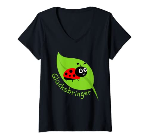 Damen Glücksbringer Marienkäfer Kleeblatt für Freunde. Viel Glück T-Shirt mit V-Ausschnitt Damen Glücksbringer Marienkäfer Kleeblatt für Freunde. Viel Glück T-Shirt mit V-Ausschnitt von 4 Kleeblätter & 1 Marienkäfer