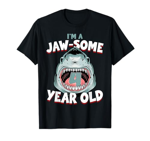 4 Jahre alter Geburtstag Boy Shark Jaw-Some 4th B-Day Age Family T-Shirt 4 Jahre alter Geburtstag Boy Shark Jaw-Some 4th B-Day Age Family T-Shirt von 4 Year Old Birthday Boy Shark Jaw-Some 4th B-Day