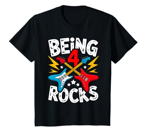 Kinder Being 4 Rocks E-Gitarre Geburtstagsparty T-Shirt Kinder Being 4 Rocks E-Gitarre Geburtstagsparty T-Shirt von 4 Year Old Happy Birthday MTX