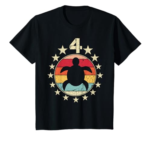 Kinder 4. Geburtstag Schildkröte 4 Jahre alt Schildkröte Geburtstag Junge Mädchen T-Shirt von 4 Years Old Birthday Turtle Lovers