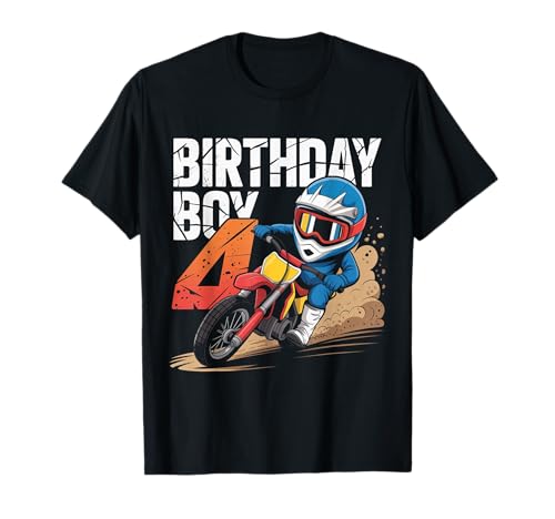 Kinder 4 Jahre alt Junge Fahrrad Reiten Motocross 4. Geburtstag T-Shirt Kinder 4 Jahre alt Junge Fahrrad Reiten Motocross 4. Geburtstag T-Shirt von 4 Years Old Boy Bicycle Riding Motocross