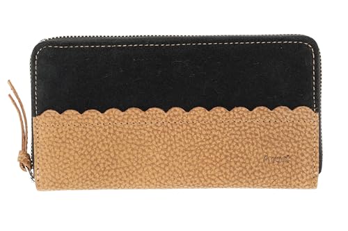 Geldbörse Damen Echtes Leder, Damengeldbörse mit Reißverschluss,12 Kreditkartenhalter, Briefgeld & Münzfach, Geschenk für Frauen & Freundin, Geldbörse Damen Leder mit RFID, 20x10x2.5cm, Braun, Schwarz von 4 east