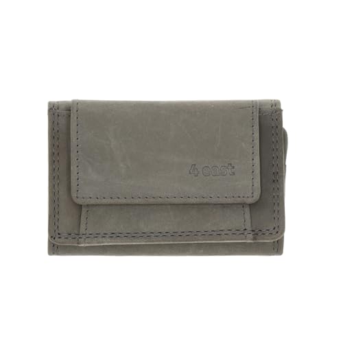 Kleine Geldbörse Karten, Herren & Damen, RFID, Echtes Leder, 2 Kartenhalter & Münzfach, 9.8x6.5x2 cm, Grau Leder Geldbörse, gray, S, Casual von 4 east