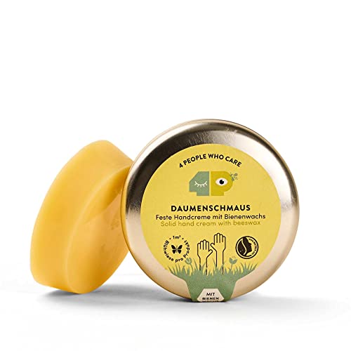 4peoplewhocare Handcreme Bio - Daumenschmaus, Feste Handcreme für trockene und rissige Hände, Aloe Vera, Bienenwachs, Olivenöl, Naturkosmetik (30g - Dose) von 4 people who care