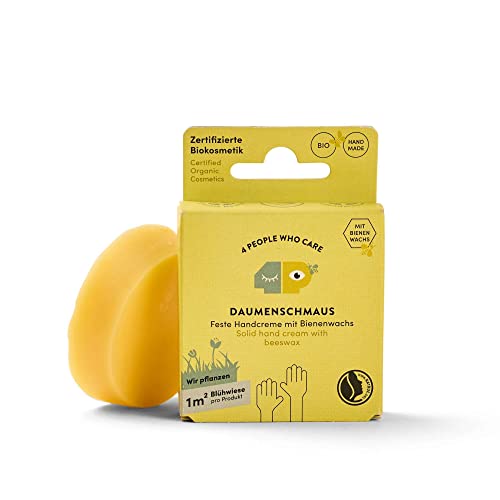 4peoplewhocare Handcreme Bio - Daumenschmaus, Feste Handcreme für trockene und rissige Hände, Aloe Vera, Bienenwachs, Olivenöl, Naturkosmetik (30g - Nachfüller) von 4 people who care