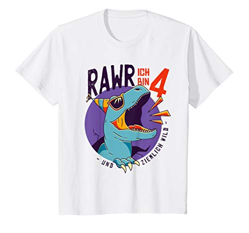 Kinder Dinosaurier 4. Geburtstag 4 Jahre Geburtstagsshirt Dino T-Shirt von 4. Geburtstag Dino Geschenk-Ideen
