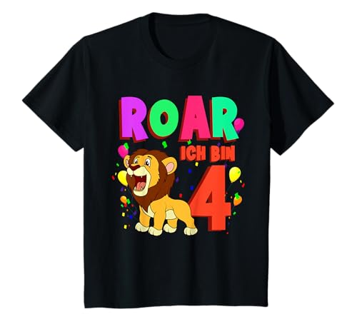 Ich Bin 4 Löwe Jungen Geburtstag Vier Jahre Geschenk T-Shirt von 4. Geburtstag Geburtstagskind Geburtstagsshirt