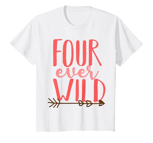 Four Ever Wild Geburtstag Shirt 4.Geburtstag 4 Jahre Mädchen T-Shirt von 4. Geburtstag Geschenk Ideen 4 Jahre