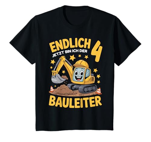 Kinder 4. Geburtstag Junge Geschenk Bagger Bauarbeiter 4 Jahr Deko T-Shirt von 4. Geburtstag Geschenk Junge Geschenkidee
