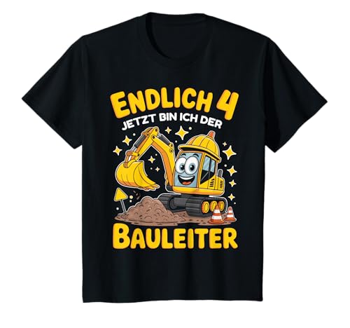 Kinder 4. Geburtstag Junge Geschenk Bagger Bauarbeiter 4 Jahr Deko T-Shirt von 4. Geburtstag Geschenk Junge Geschenkidee