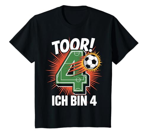 Kinder Toor Ich Bin 4 4.Geburtstag Fußball Junge 4 Jahre Cooles T-Shirt von 4. Geburtstag Junge Fußball Geschenkidee Tshirts