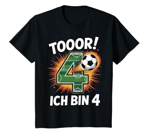 Kinder Toor Ich Bin 4 4.Geburtstag Fußball Junge 4 Jahre Cooles T-Shirt von 4. Geburtstag Junge Fußball Geschenkidee Tshirts