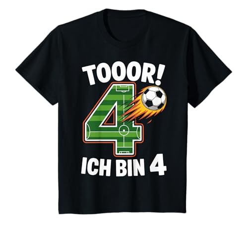 Kinder Toor Ich Bin 4 4.Geburtstag Fußball Junge 4 Jahre Cooles T-Shirt von 4. Geburtstag Junge Fußball Geschenkidee Tshirts