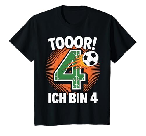 Kinder Toor Ich Bin 4 4.Geburtstag Fußball Junge 4 Jahre Cooles T-Shirt von 4. Geburtstag Junge Fußball Geschenkidee Tshirts