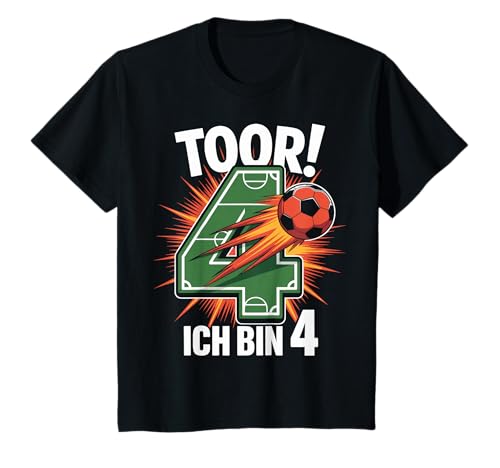 Kinder Toor Ich Bin 4 4.Geburtstag Fußball Junge 4 Jahre Cooles T-Shirt von 4. Geburtstag Junge Fußball Geschenkidee Tshirts