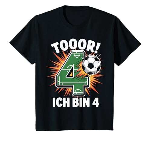 Kinder Toor Ich Bin 4 4.Geburtstag Fußball Junge 4 Jahre Cooles T-Shirt von 4. Geburtstag Junge Fußball Geschenkidee Tshirts