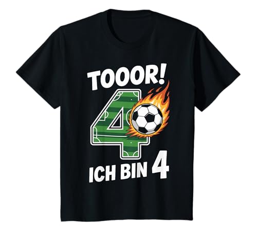 Kinder Toor Ich Bin 4 4.Geburtstag Fußball Junge 4 Jahre Cooles T-Shirt von 4. Geburtstag Junge Fußball Geschenkidee Tshirts
