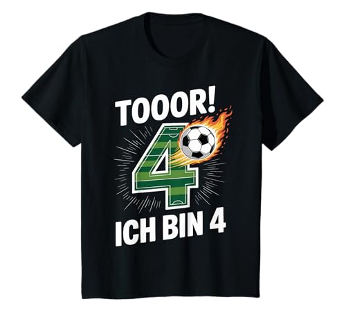 Kinder Toor Ich bin 4 4.Geburtstag Fußball Junge 4 Jahre Cooles T-Shirt von 4. Geburtstag Junge Fußball Geschenkidee Tshirts