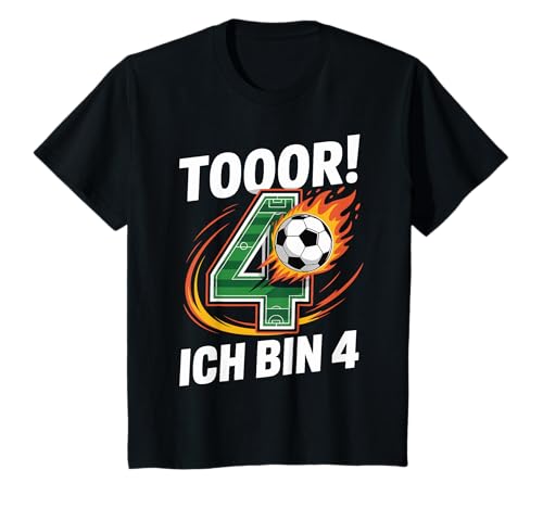 Kinder Toor Ich bin 4 4.Geburtstag Fußball Junge 4 Jahre Cooles T-Shirt von 4. Geburtstag Junge Fußball Geschenkidee Tshirts