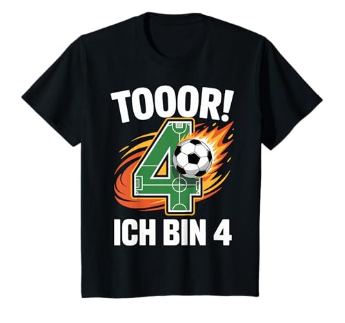 Kinder Toor Ich bin 4 4.Geburtstag Fußball Junge 4 Jahre Cooles T-Shirt von 4. Geburtstag Junge Fußball Geschenkidee Tshirts