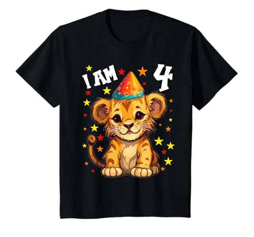 4 Jahre alt Junge Mädchen Löwen Baby Löwe 4. Geburtstag T-Shirt von 4. Geburtstag Löwe Junge Mädchen Löwen Shop