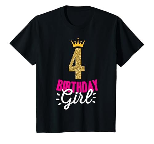 4. Geburtstag Mädchen Birthday Girl Krone süßes Geschenk T-Shirt von 4. Geburtstag Mädchen Teenager Deko Geschenkideen
