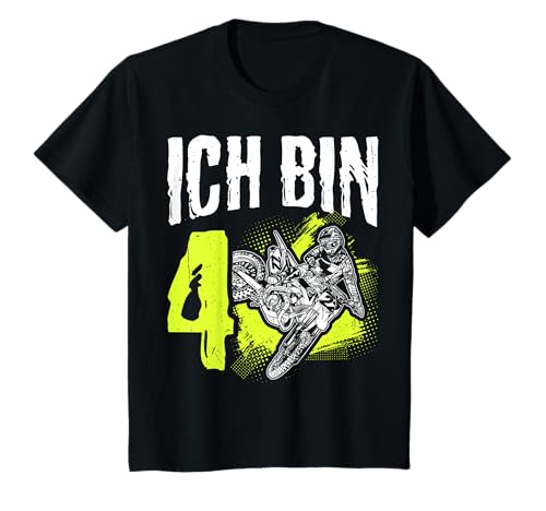 Kinder ICH BIN 4. Geburtstag Motorcross T-Shirt von 4. Geburtstag Motorcross Outfit