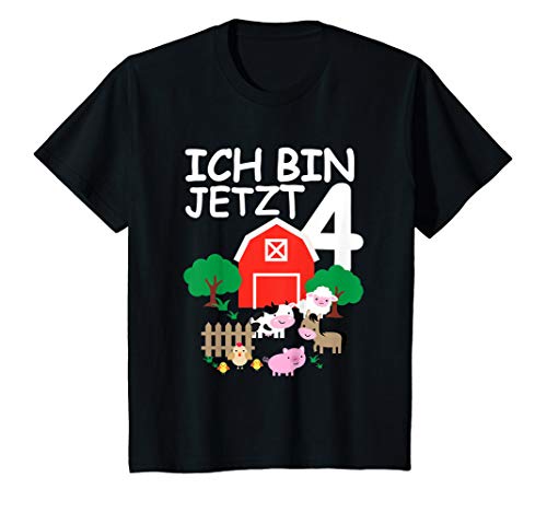 Kinder 4. Geburtstag Bauernhof und Tiere - 4 Jahre Geschenk T-Shirt von 4. Jähriger Junge Kindergeburtstag Geschenkideen