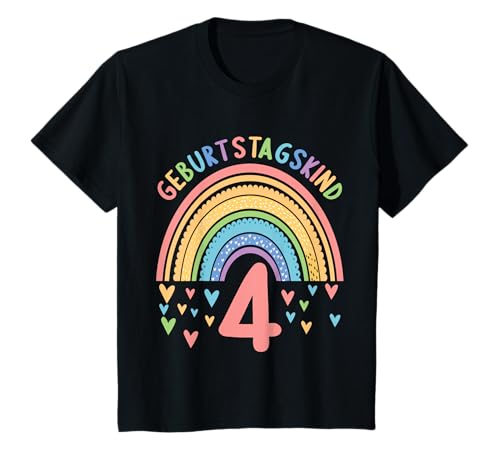 4 Jahre alt Junge Mädchen Rainbow Regenbogen 4. Geburtstag T-Shirt von 4.Geburtstag Rainbow Junge Mädchen Regenbogen
