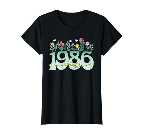 Vintage 40 Jahre Jahrgang 1986 Blumen Geburtstag Frauen T-Shirt Vintage 40 Jahre Jahrgang 1986 Blumen Geburtstag Frauen T-Shirt von 40 Jahre Frau Geburtstag Jahrgang 1986 Ideen