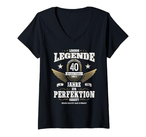 Damen 40. Geburtstag Mann Frau 40 Jahre Vintage 1985 Deko Lustig T-Shirt mit V-Ausschnitt Damen 40. Geburtstag Mann Frau 40 Jahre Vintage 1985 Deko Lustig T-Shirt mit V-Ausschnitt von 40 Jahre Mann Frau Damen Herren Geburtstag