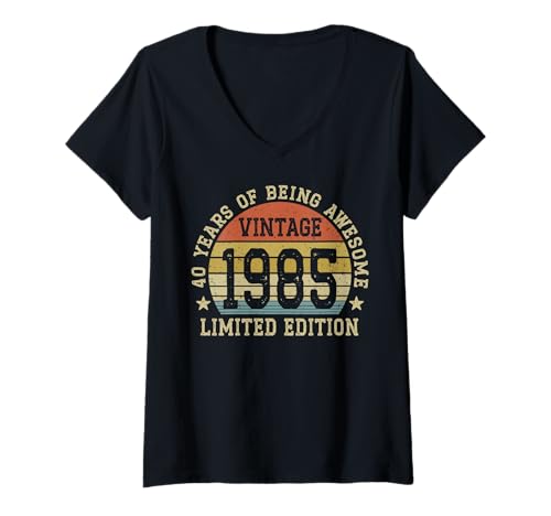 Damen Vintage 1985 Limited Edition 40 Years Old 40th Birthday T-Shirt mit V-Ausschnitt Damen Vintage 1985 Limited Edition 40 Years Old 40th Birthday T-Shirt mit V-Ausschnitt von 40 Years Of Being Awesome - Retro Birthday Gifts