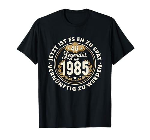 40. Geburtstag 2025 Legendär seit 1985 Männer T-Shirt von 40. Geburtstag 2025 lustige Sprüche Designs