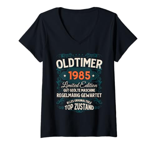 Damen 40. Geburtstag Mann Geschenk Oldtimer 1985 40 Jahre Deko T-Shirt mit V-Ausschnitt Damen 40. Geburtstag Mann Geschenk Oldtimer 1985 40 Jahre Deko T-Shirt mit V-Ausschnitt von 40. Geburtstag Geschenk Oldtimer Jahrgang 1985