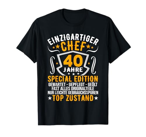 40 Geburtstag Männer Einzigartiger Chef 40er 40 Jahre Mann T-Shirt 40 Geburtstag Männer Einzigartiger Chef 40er 40 Jahre Mann T-Shirt von 40. Geburtstag Männer Chef Geschenke 40er 40 Jahre