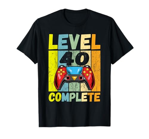 40. Geburtstag Männer Mann Level 40 Jahre Geschenk T-Shirt von 40. Geburtstagsgeschenk Deko Gaming Zocker Sprüche