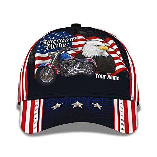 403 Damen Herren Baseballkappe Verstellbar Snapback Kappe Leicht Mode Atmungsaktiv Trucker Kappe 3D-Druck Customized Eagle Biker - American Pride von 403
