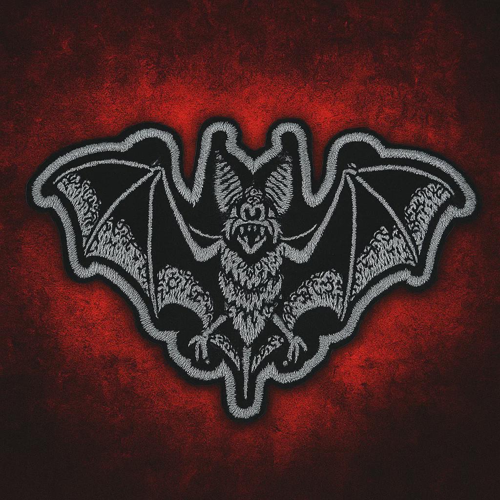 Fledermaus Aufnäher - 10 X 6, 5 cm Schwarzer Patch Gothic Vampir Halloween Stickerei von 404patches