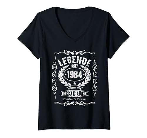 Damen Lustiges 1984 40. Geburtstag 40er Mann Frau T-Shirt mit V-Ausschnitt von 40er Geburtstags Geschenke
