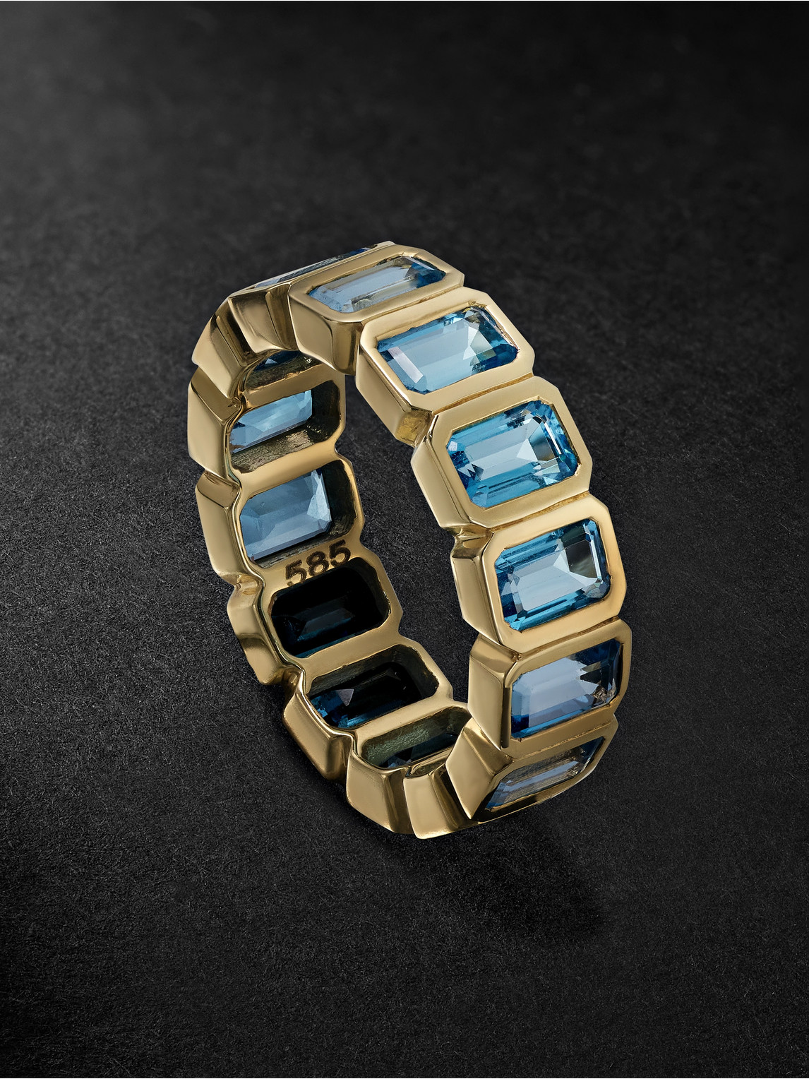 42 Suns - 14-Karat Gold Blue Topaz Eternity Ring - Men - Blue - 55 von 42 Suns