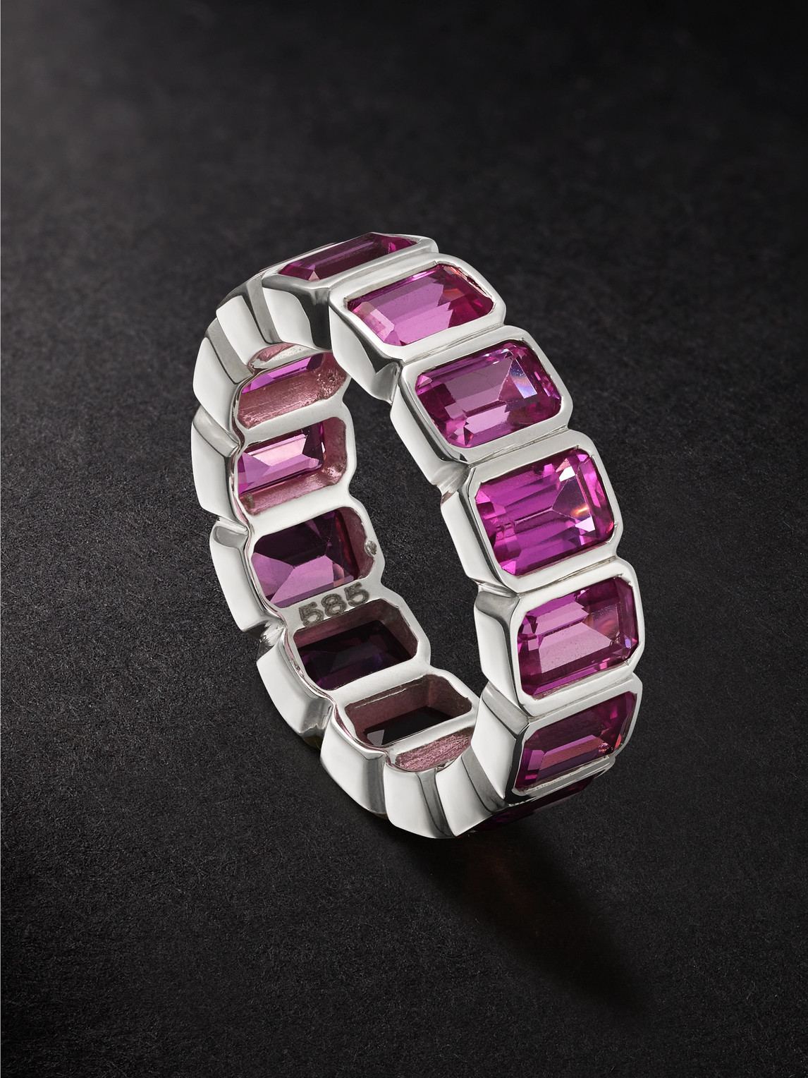 42 Suns - 14-Karat White Gold Pink Sapphire Eternity Ring - Men - Pink - 54 von 42 Suns