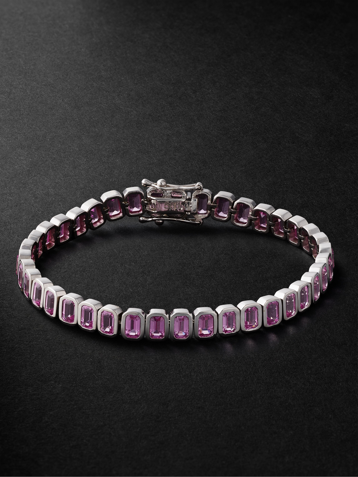 42 Suns - 14-Karat White Gold Pink Sapphire Tennis Bracelet - Men - Pink - 20 von 42 Suns