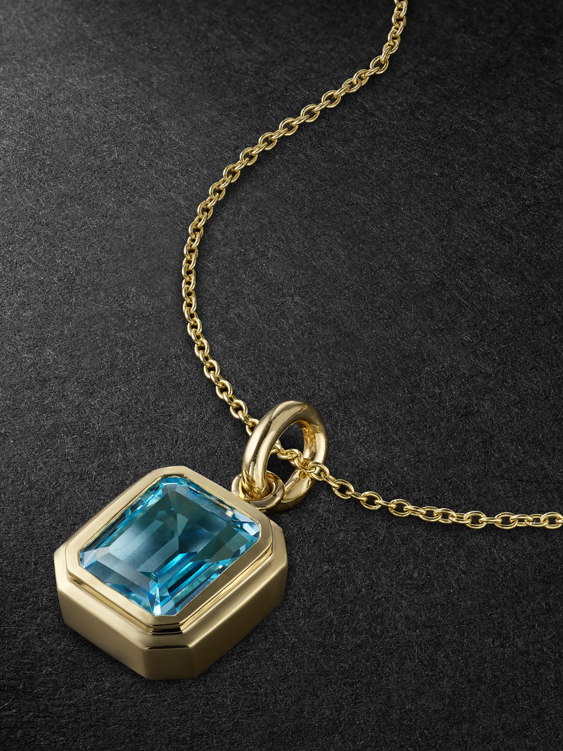 42 Suns - Large 14-Karat Gold Blue Topaz Pendant Necklace - Men - Blue von 42 Suns