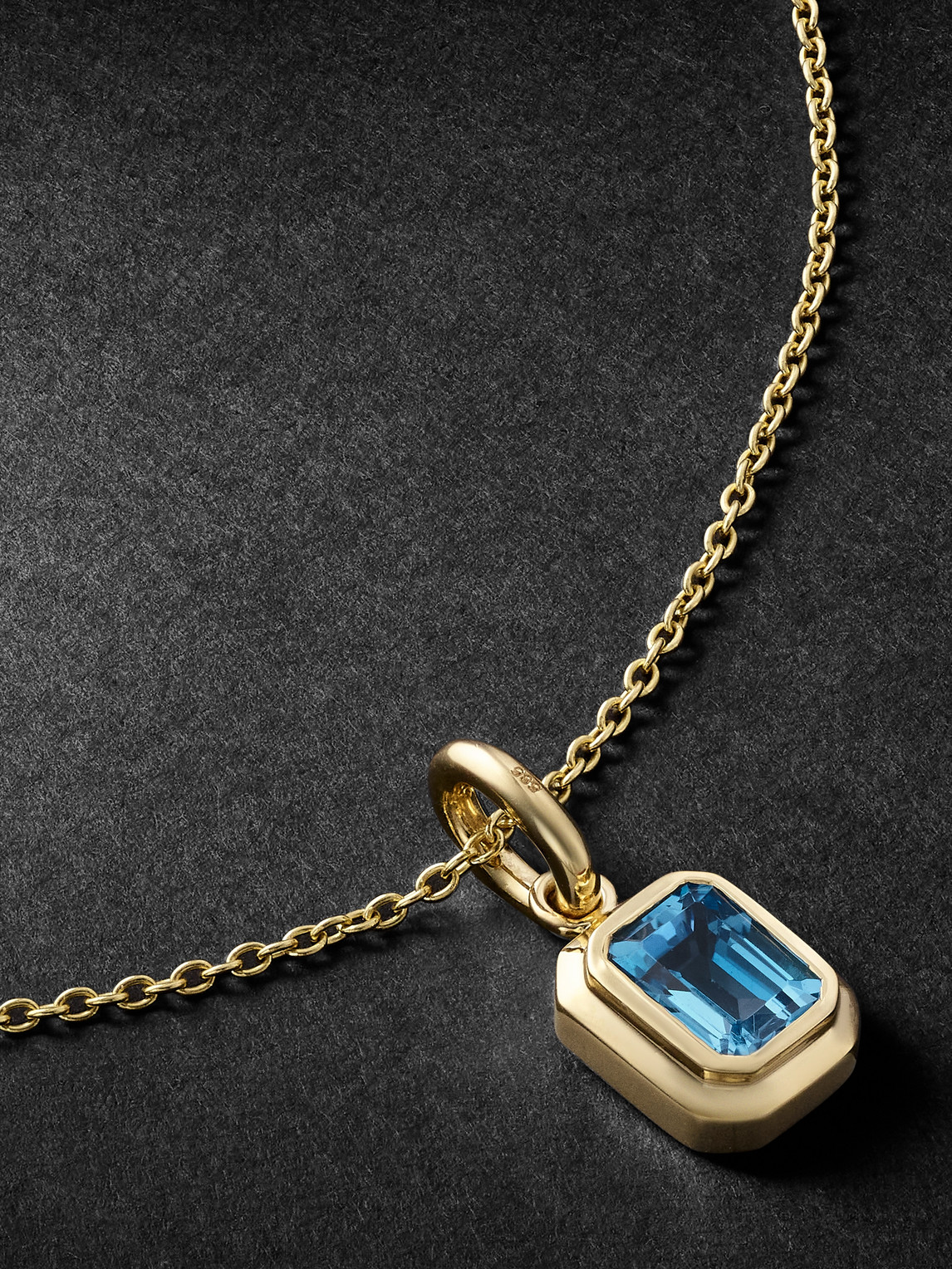 42 Suns - Small 14-Karat Gold Blue Topaz Pendant Necklace - Men - Blue von 42 Suns