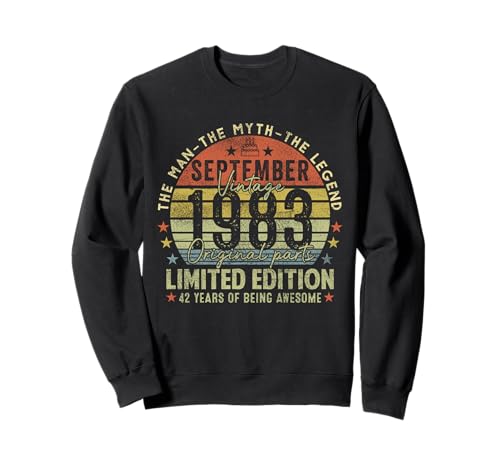 42nd Birthday Gifts Vintage September 1983 42 Years Old Men Sweatshirt 42nd Birthday Gifts Vintage September 1983 42 Years Old Men Sweatshirt von 42 Years Old Awesome Since September 1983 Birthday