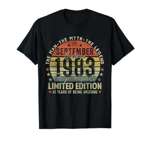 42nd Birthday Gifts Vintage September 1983 42 Years Old Men T-Shirt 42nd Birthday Gifts Vintage September 1983 42 Years Old Men T-Shirt von 42 Years Old Awesome Since September 1983 Birthday