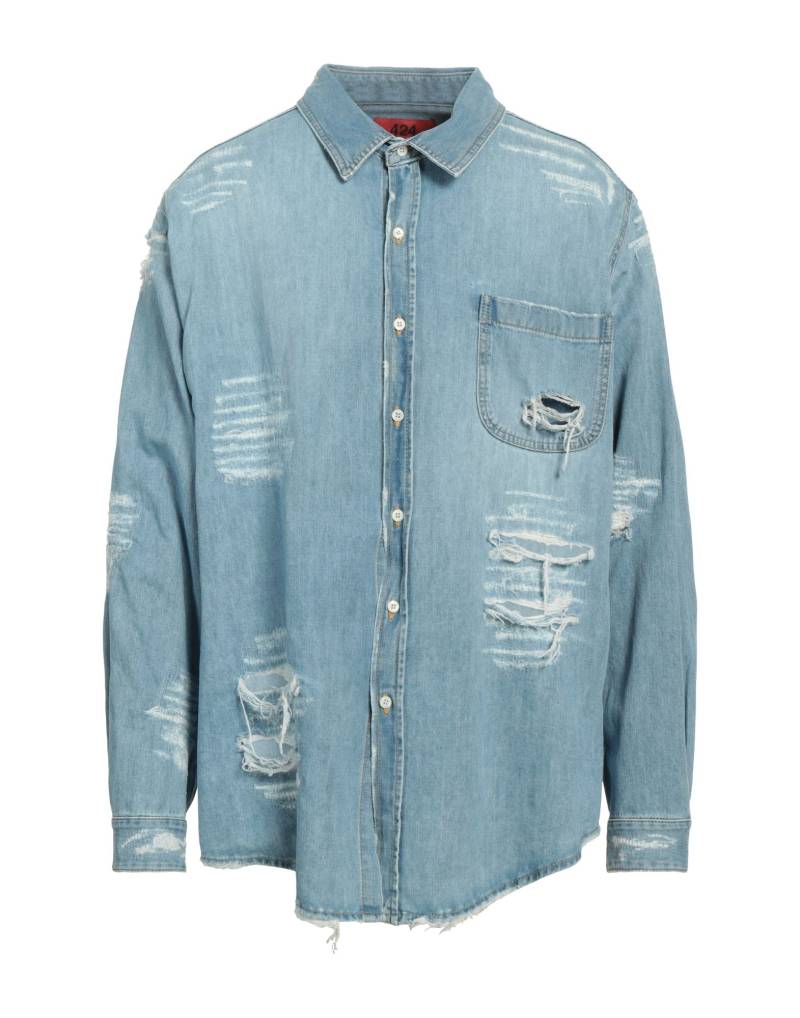 424 FOURTWOFOUR Jeanshemd Herren Blau von 424 FOURTWOFOUR
