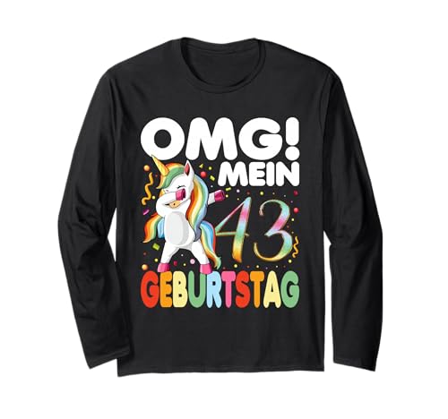 43. Geburtstag Mädchen 43-Jahre 43 Jahre Einhorn Geschenk Langarmshirt 43. Geburtstag Mädchen 43-Jahre 43 Jahre Einhorn Geschenk Langarmshirt von 43. Geburtstagsfeier-Outfit