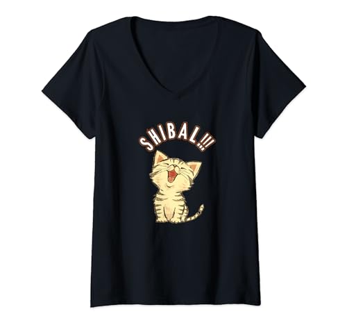 Damen Shibal Kpop K-Pop Katze Miau Kätzchen Shibal T-Shirt mit V-Ausschnitt von 432Rx